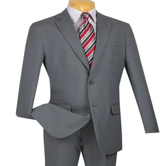 Light Grey Suit - Silver Gray Suit For Wedding - Mens Modern Fit Two Button Ligh - Picture 1 of 2
